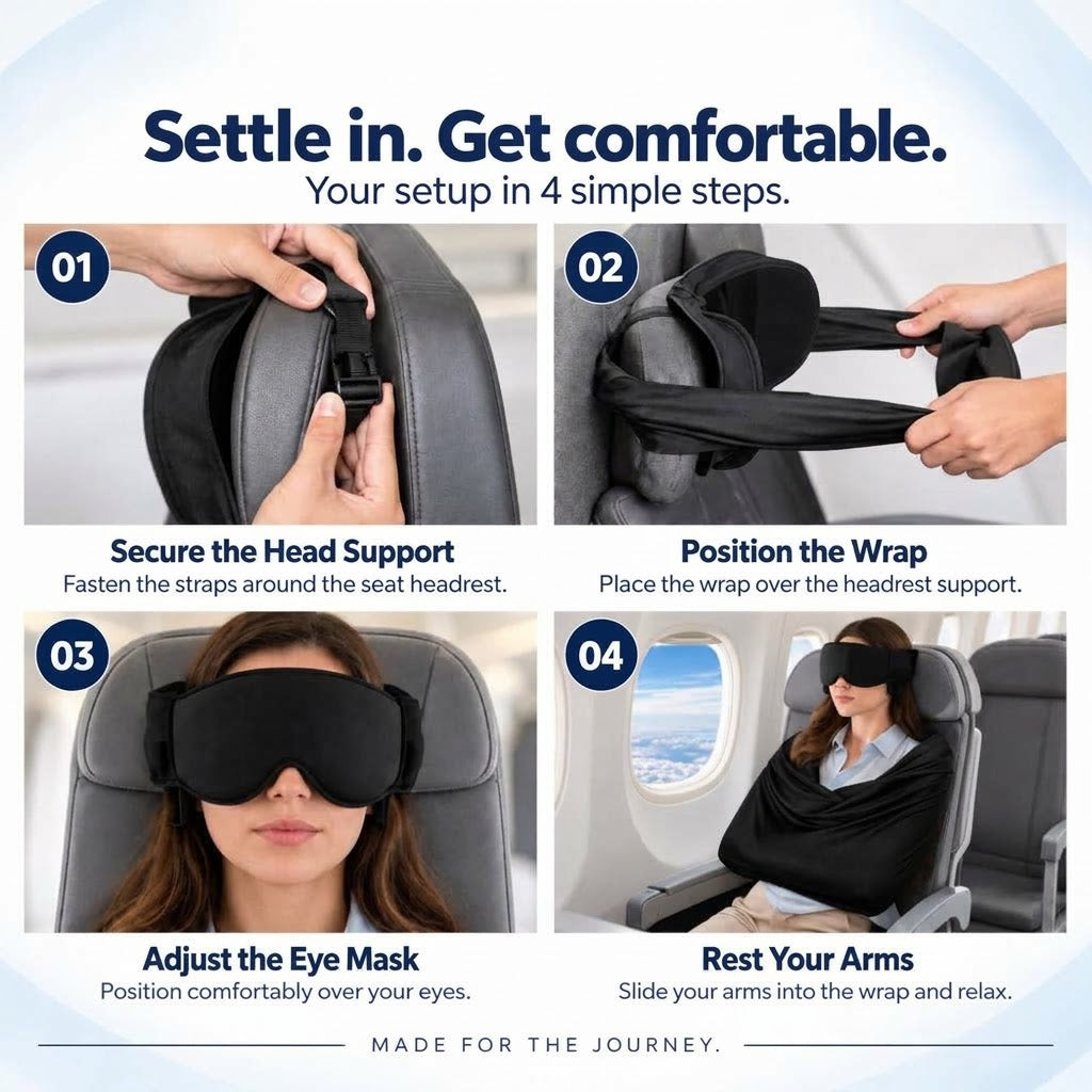 3-in-1 Travel Sleep Set: Mask, Headrest & Arm Support