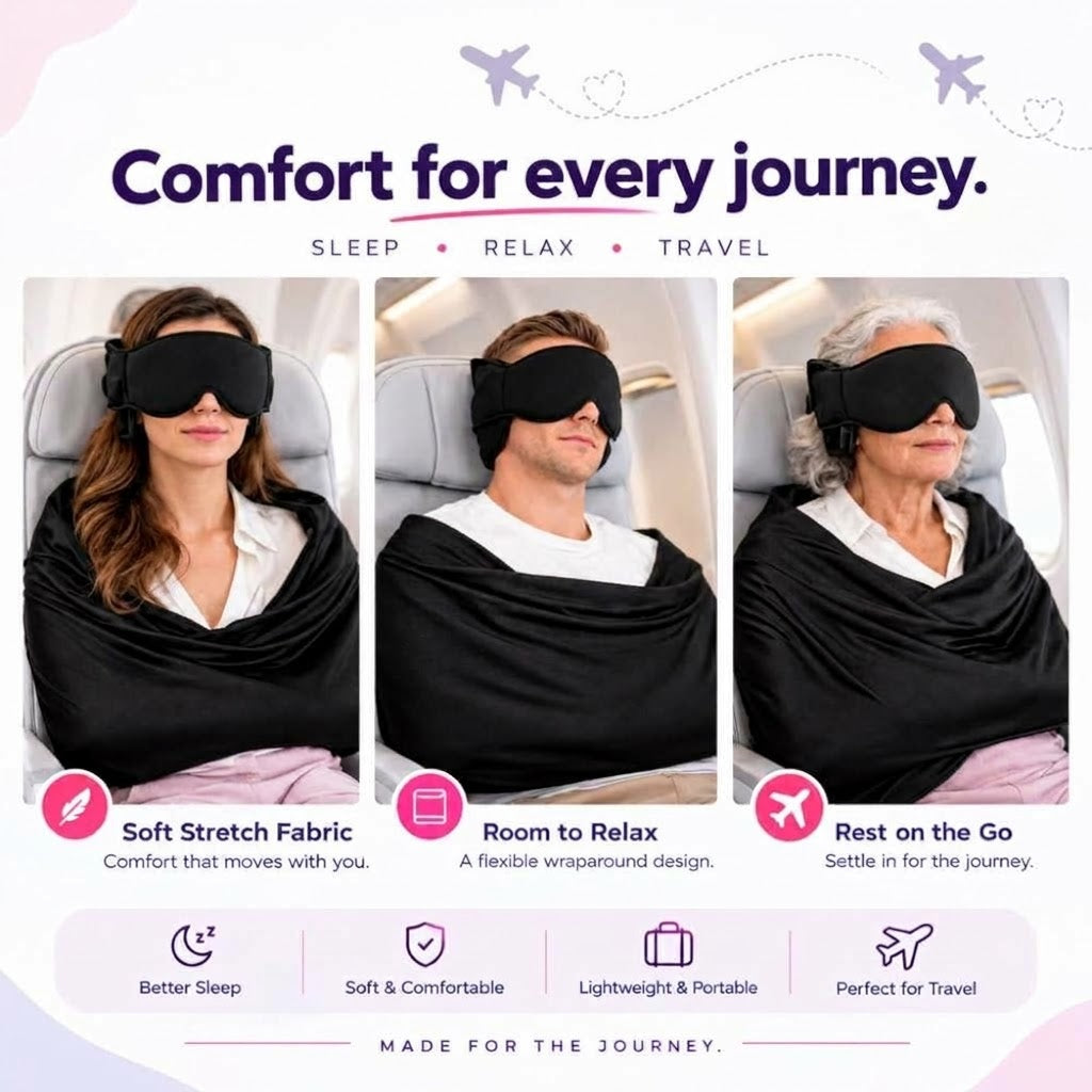 3-in-1 Travel Sleep Set: Mask, Headrest & Arm Support